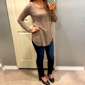 Carly Jean Los Angeles Taupe Long Sleeve Tee